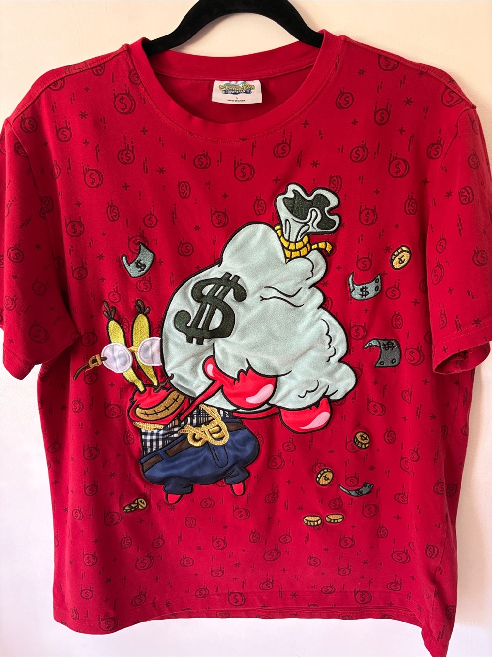 Nickelodeon SpongeBob SquarePants Mr. Krabs "I Get The Bag" Red Tee